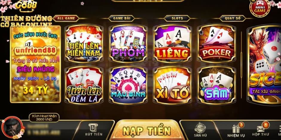 Giới Thiệu GO88 - Cổng Game Uy Tín Với Nhiều Dịch Vụ Thú Vị 3 Tựa game hot nhà cái GO88